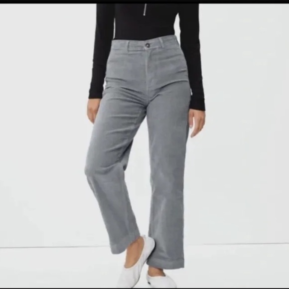 Everlane Pants - Everlane Grey The Corduroy Cropped Wide-Leg Pant Size 12